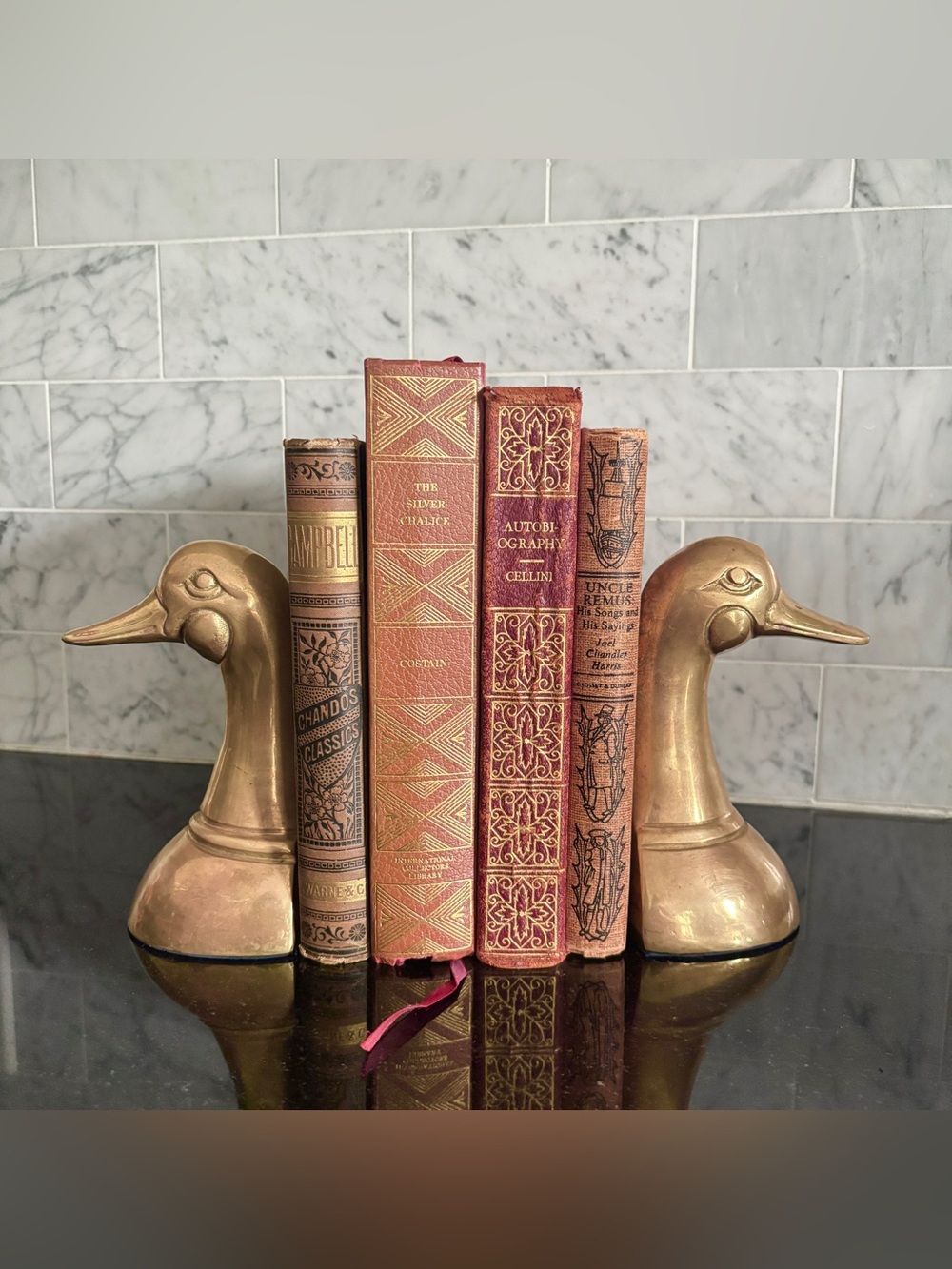 Vintage Pair of Mid Century BIRKS Brass Duck Head, Mallard, Bookends